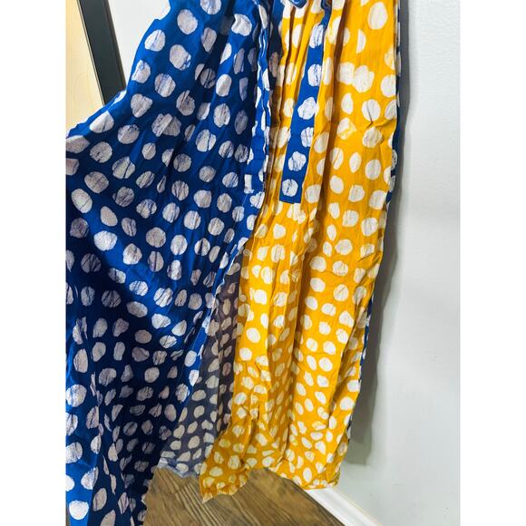 BUSAYO COLLECTIVE Colorblock Polka Dot Print Button Front Tie Waist Dress 10 - Picture 8 of 10